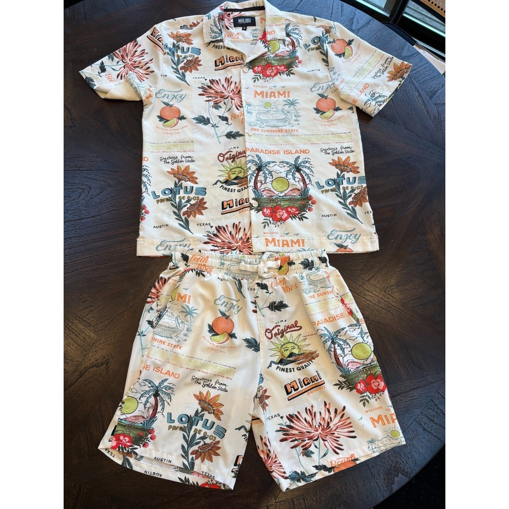 Malibu Beach club 2 piece set novelty print size small mens vacation beach party